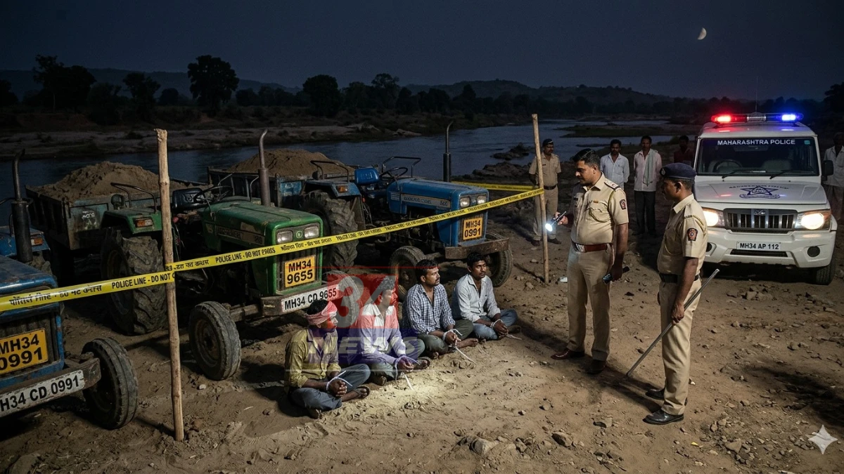 Illegal Sand । चिखलधोकडा नदीकाठी पोलिसांची झडती; ३ ट्रॅक्टर ताब्यात, आरोपींची नावे समोर! Image