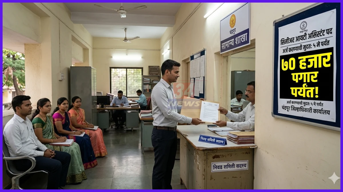 चंद्रपूर: IT इंजिनिअरसाठी 70 हजार पगाराची नोकरी, जिल्हाधिकारी कार्यालयात भरती Image