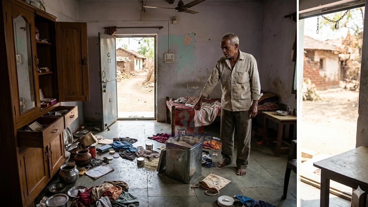 विसापूर, बल्लारपूर येथे Ballarpur House Burglary प्रकरणात चोरट्यांनी तोडलेले घराचे कुलूप आणि चोरी झालेल्या घराचे दृश्य