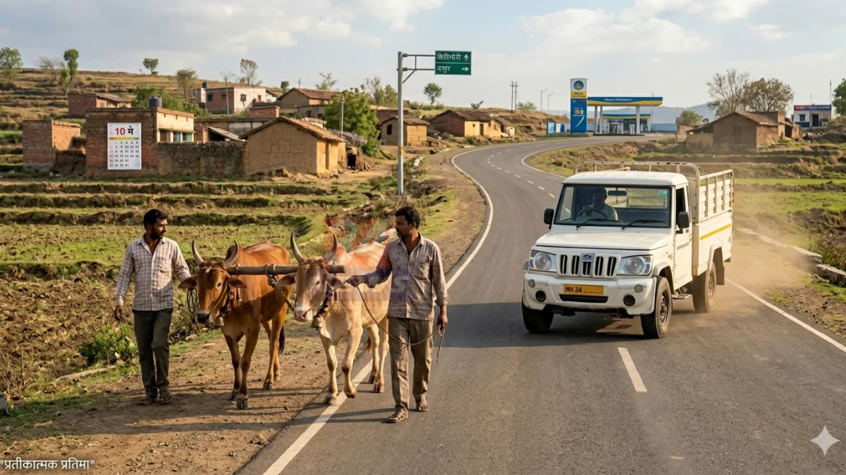 गोंडपिपरी किरमिरी-भंगाराम तळोधी हायवेवर झालेल्या अपघाताचे ठिकाण, Gondpipri hit and run