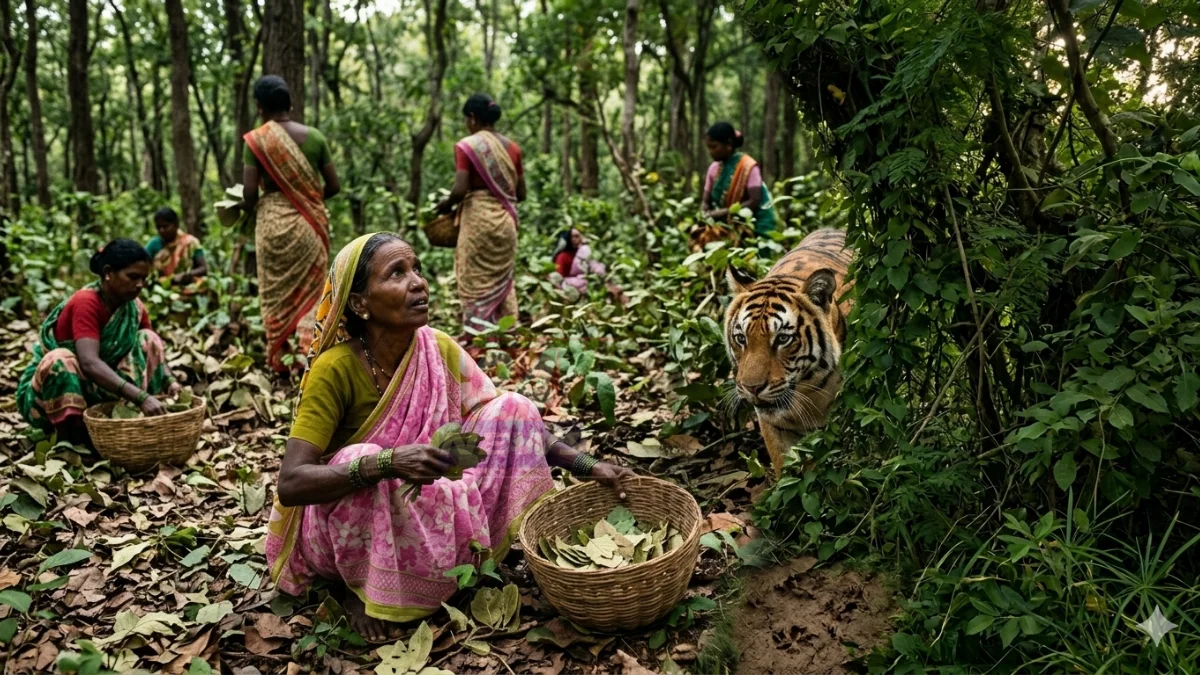 नागभीड तालुक्यातील किटाळी मेंढा जंगलात तेंदूपत्ता संकलनादरम्यान वाघाच्या हल्ल्यात मृत्यू झालेल्या महिलेच्या घटनास्थळी वनविभागाची पाहणी
