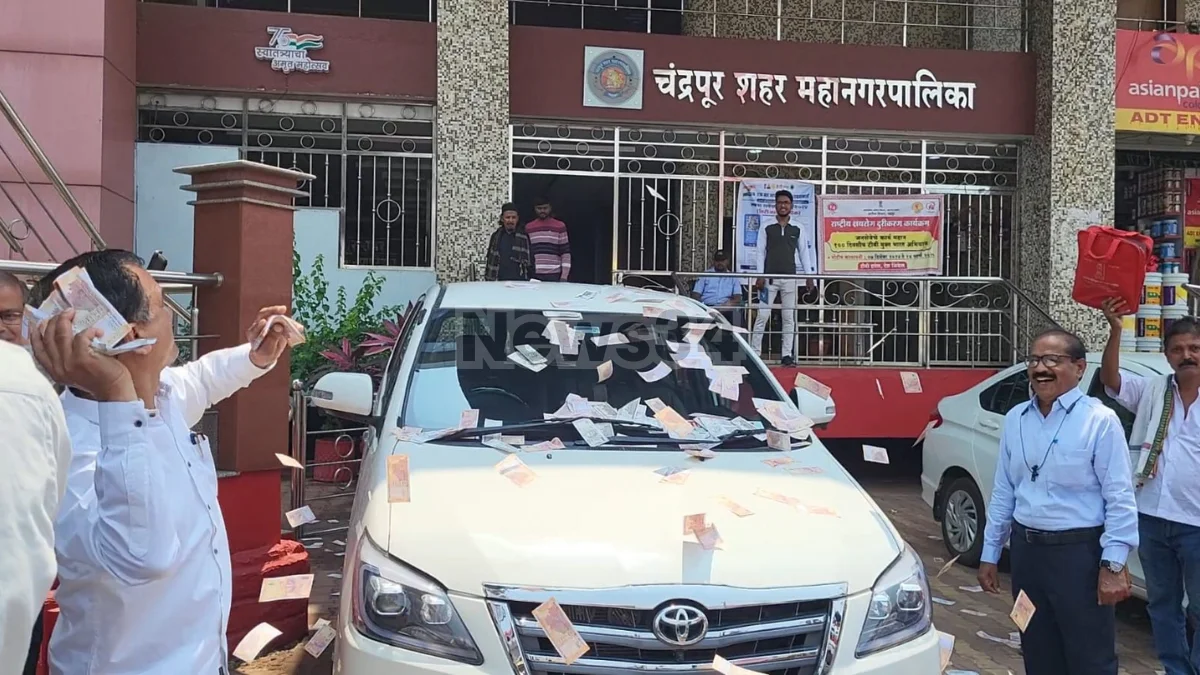 janvikas sena protest chandrapur