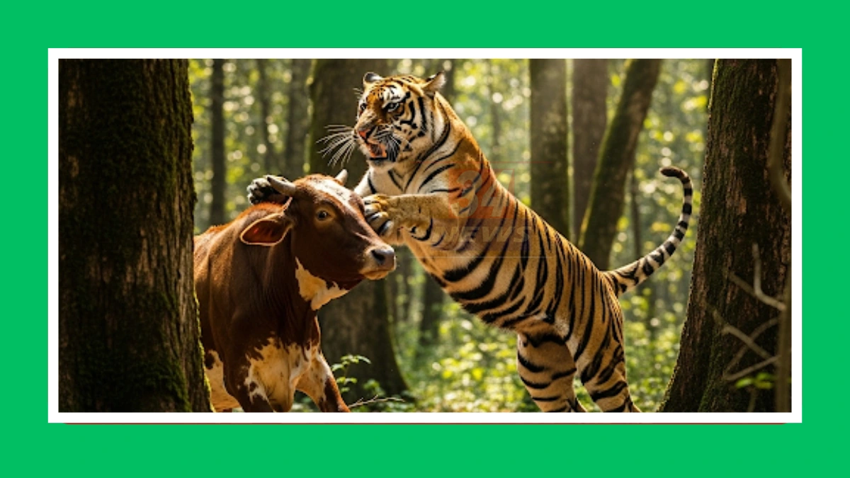tiger attack on cow