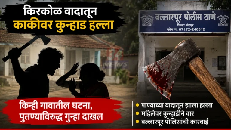 Ballarpur Assault प्रकरणात बल्लारपूर तालुक्यातील किन्ही गावात महिलेवर कुऱ्हाडीने हल्ला झाल्यानंतरचे प्रतीकात्मक दृश्य.