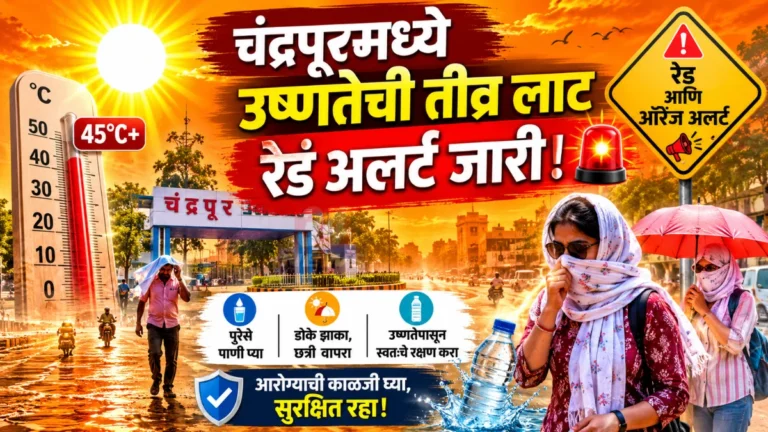 Chandrapur Heatwave Alert अंतर्गत चंद्रपूरमध्ये तीव्र उन्हाचा परिणाम दिसत असून नागरिक सावधगिरी बाळगत आहेत