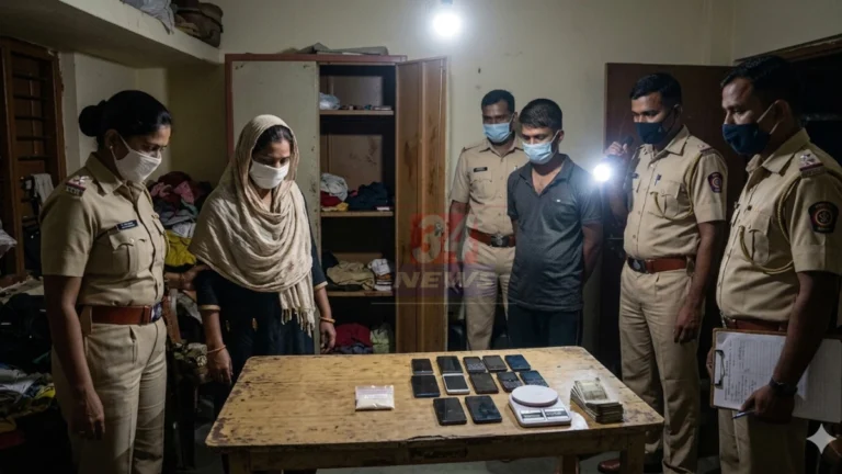 MD Drug Seizure प्रकरणात चंद्रपूरच्या इंदिरानगर भागात रामनगर पोलिसांनी जप्त केलेली एमडी पावडर आणि मुद्देमाल.