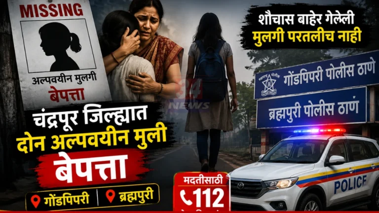 Missing Minor Girls प्रकरणात चंद्रपूर जिल्ह्यातील गोंडपिपरी आणि ब्रह्मपुरी भागातील बेपत्ता मुलींचा पोलिसांकडून शोध सुरू आहे.