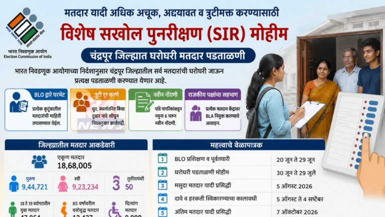 voter list revision मोहिमेंतर्गत चंद्रपूर जिल्ह्यात बीएलओ नागरिकांच्या घरी जाऊन मतदार यादी पडताळणी करतानाचे प्रतीकात्मक दृश्य.