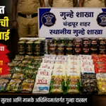 गडचांदूर येथे Flavoured Tobacco Raid दरम्यान गुन्हे शाखेने जप्त केलेला सुगंधित तंबाखू आणि पान मसाल्याचा साठा