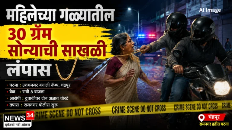 Chandrapur Chain Snatching मध्ये महिलेच्या गळ्यातील सोन्याची चैन चोरी