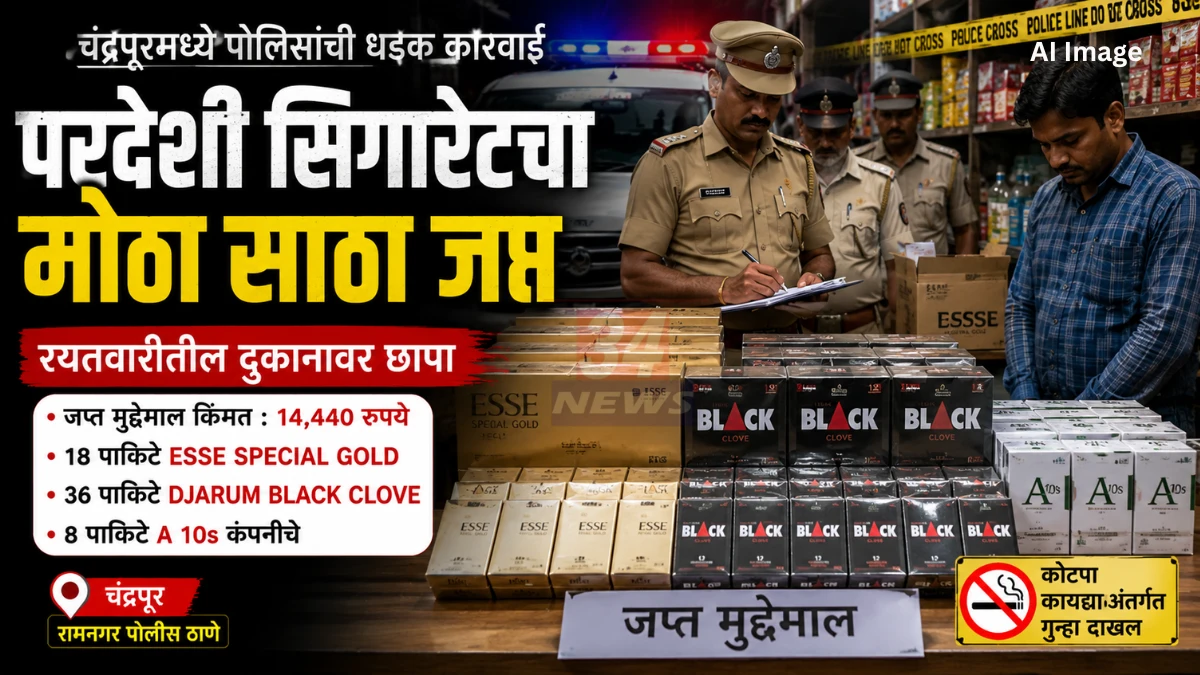 रयतवारीतील होलसेल दुकानावर पोलिसांचा छापा, प्रतिबंधित परदेशी सिगारेटचा साठा जप्त