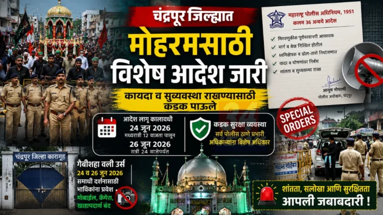 Chandrapur Moharram Orders अंतर्गत मोहरम उत्सवासाठी चंद्रपूर जिल्ह्यात विशेष पोलीस अधिकार