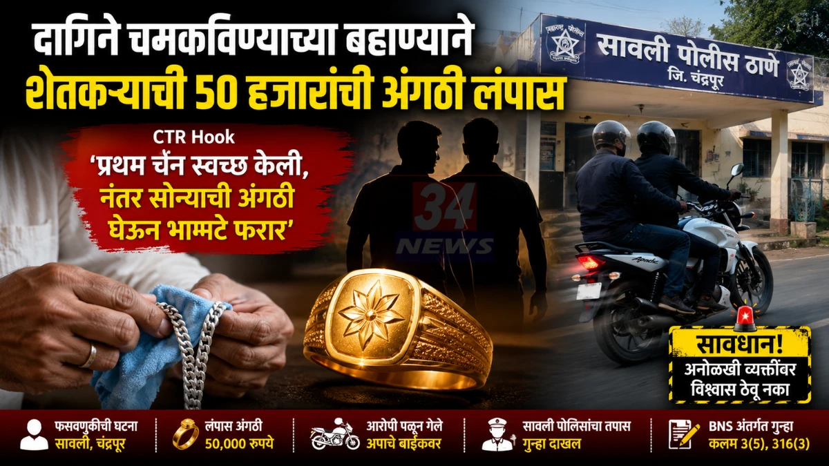 Jewellery Scam: दागिने चमकविण्याच्या बहाण्याने शेतकऱ्याची अंगठी लंपास