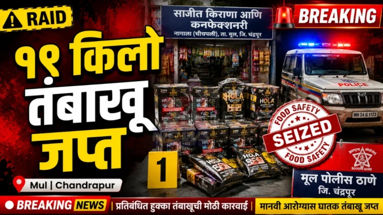Mul Hookah Tobacco प्रकरणात मूल पोलिसांनी जप्त केलेला प्रतिबंधित हुक्का शीशा तंबाखूचा साठा