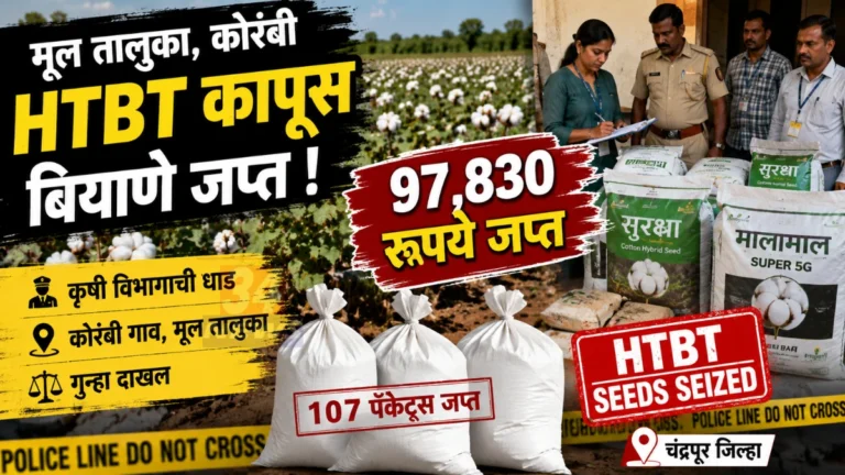 Mul HTBT Seeds प्रकरणात कोरंबी येथे प्रतिबंधित कापूस बियाणे जप्त