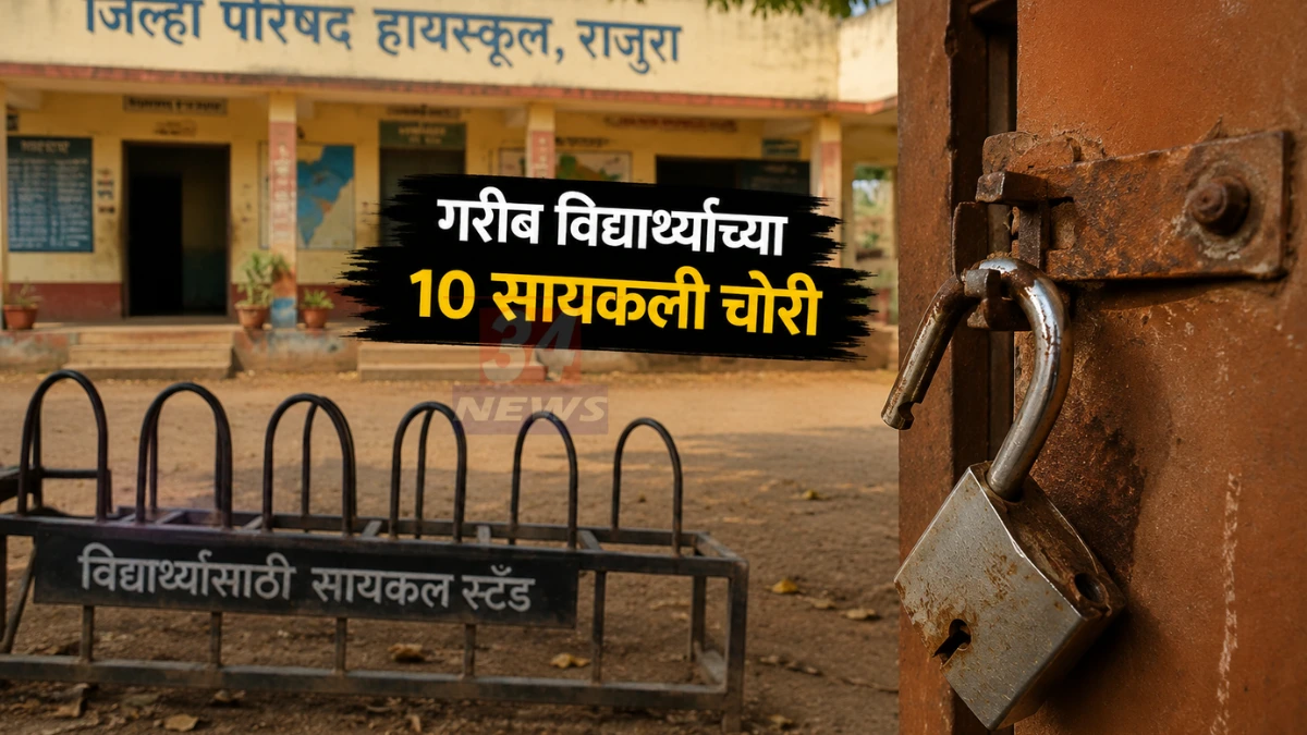 Poor Students Bicycle Theft प्रकरणात राजुरा शाळेतील 10 सायकली चोरी