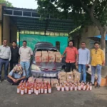 Warora Liquor Seizure दरम्यान LCBने जप्त केलेली विदेशी दारू व कार