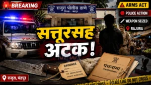 Arms Act Case Rajura प्रकरणात राजुरा पोलिसांनी धारदार सत्तूर जप्त केला