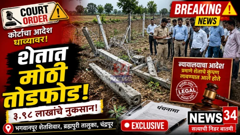 ब्रह्मपुरी भगवानपूर शेतजमीन वाद; कोर्टाच्या आदेशानंतर कुंपण उखडले, १५ जणांवर गुन्हा
