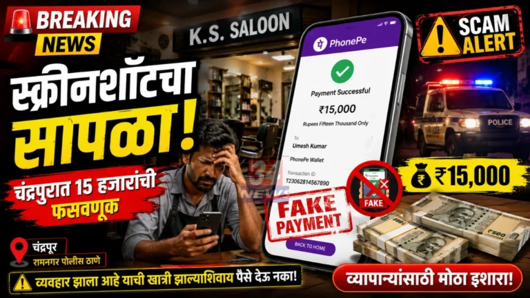 चंद्रपुरात बनावट PhonePe स्क्रीनशॉट दाखवून सैलून चालकाची १५ हजारांची फसवणूक; आरोपीविरुद्ध गुन्हा