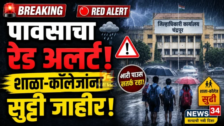 Chandrapur Rain Red Alert and School Holiday Order by Collector