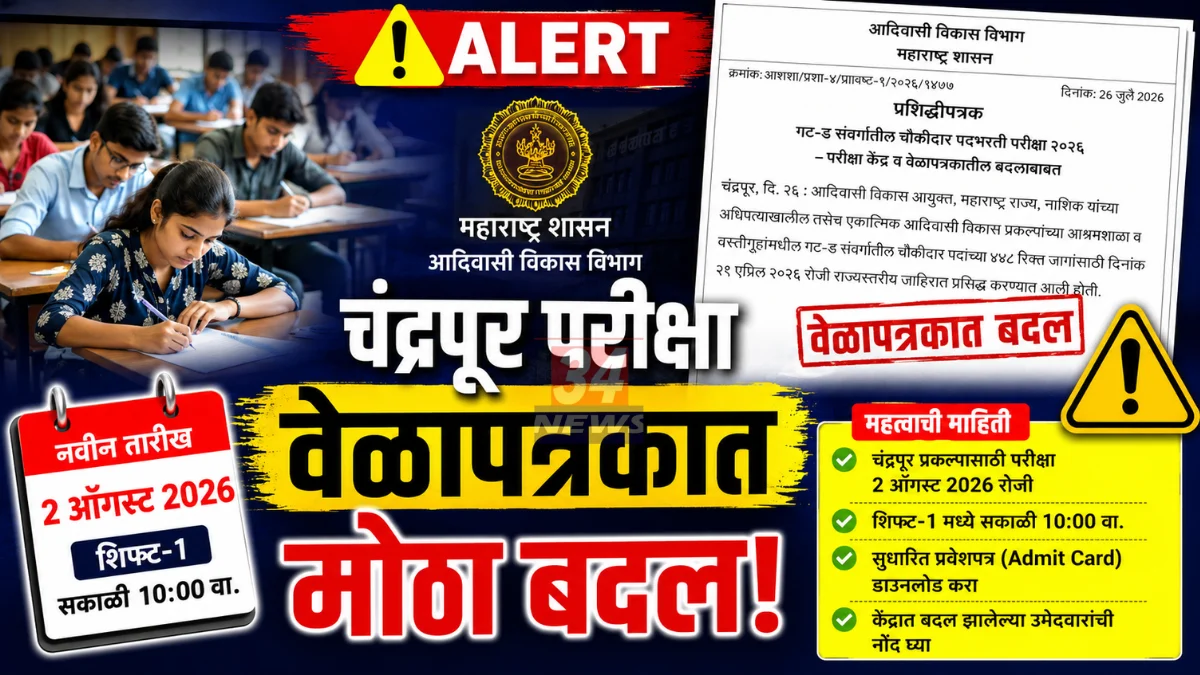 Tribal Development Exam Chandrapur schedule update notification