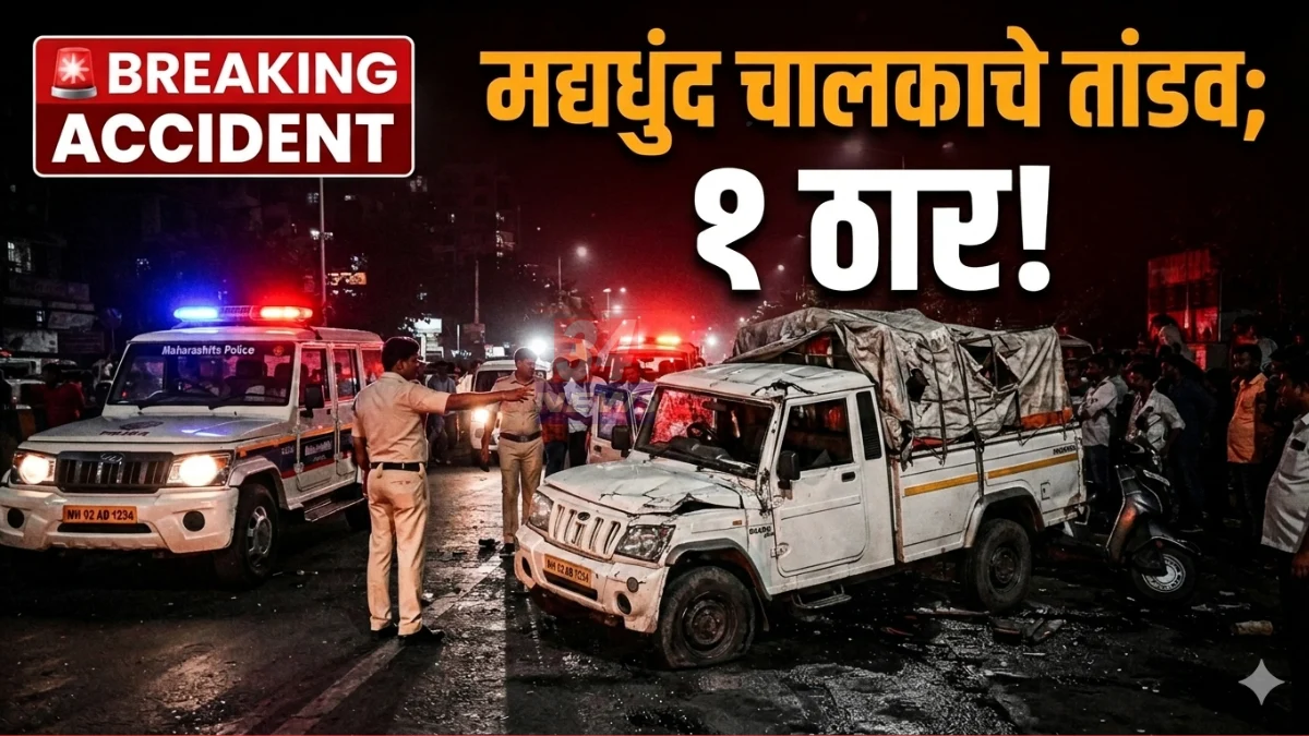 ballarpur road accident news drunk bolero pickup driver hits medical owner