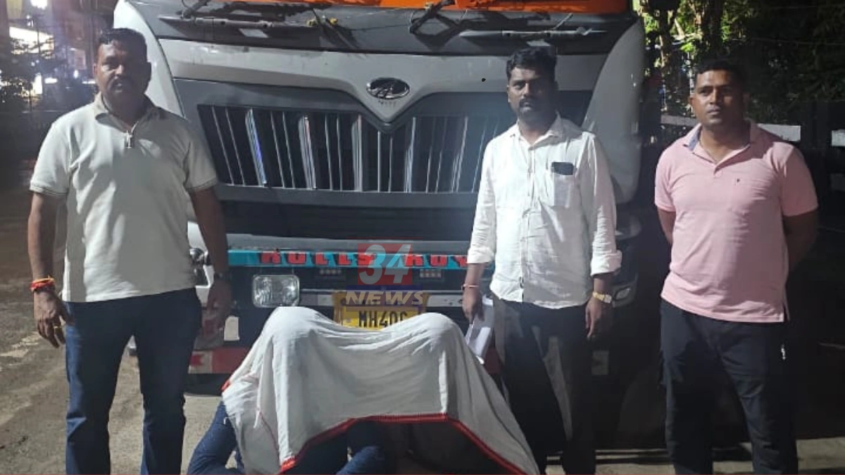 chandrapur illegal sand transport LCB police seize 16 wheeler truck with sand