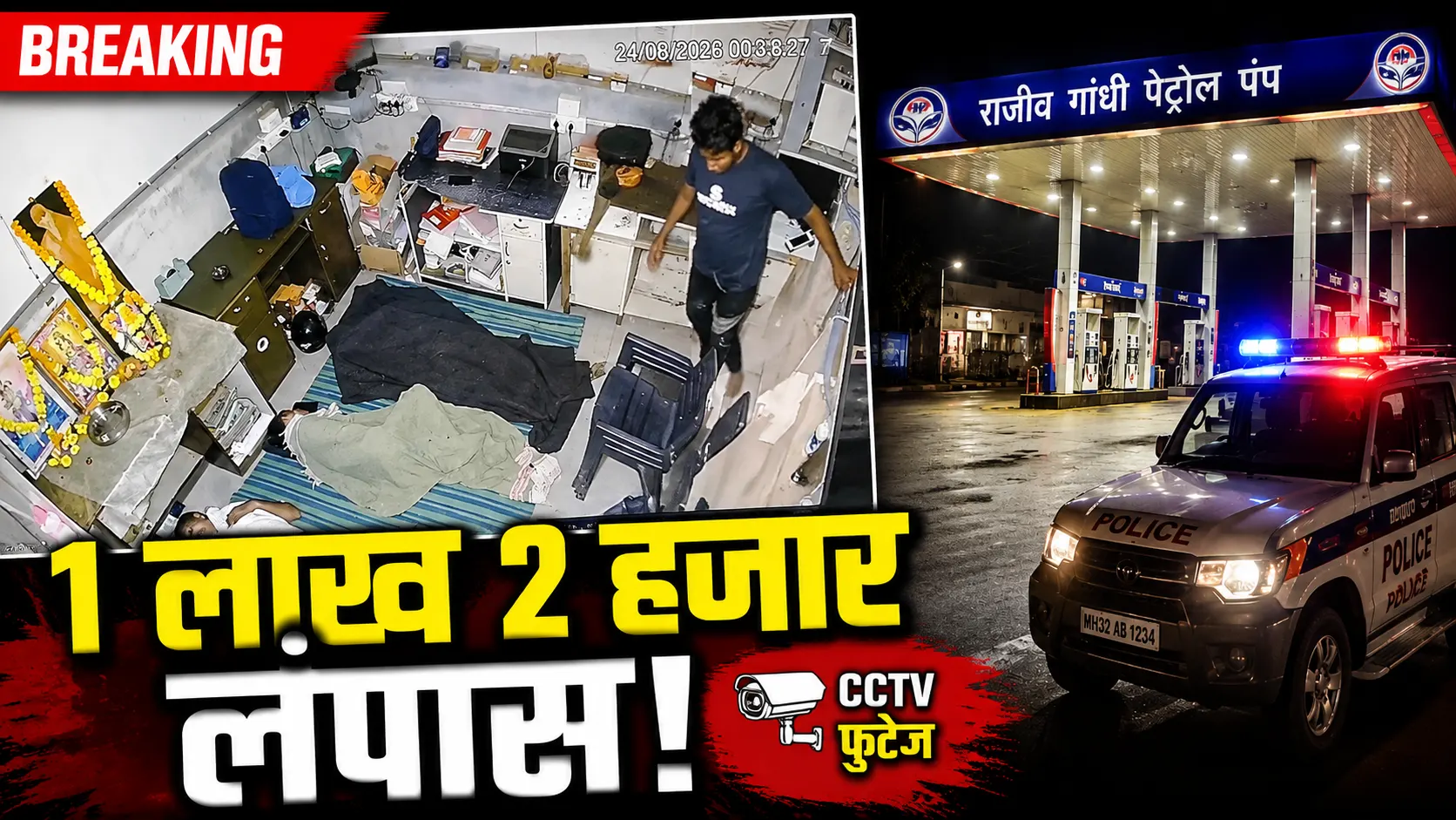 Gadchandur Petrol Pump Theft CCTV footage investigation