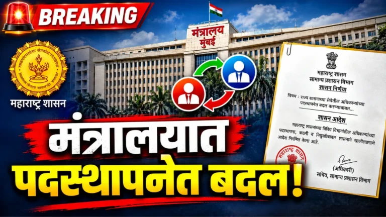 Maharashtra Mantralaya Under Secretary Posting Government Order