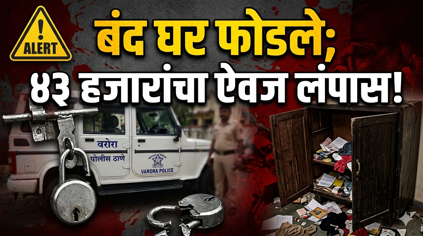 Warora House Theft News : वरोरा येथील बंद घरात चोरी झाल्यानंतर घटनास्थळी पोलीस तपास