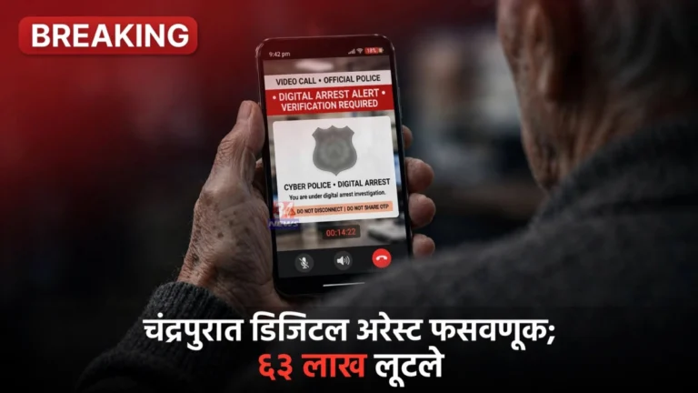 चंद्रपुरात सेवानिवृत्त कर्मचाऱ्याला डिजिटल अरेस्टची भीती दाखवून ६३ लाखांची लूट
