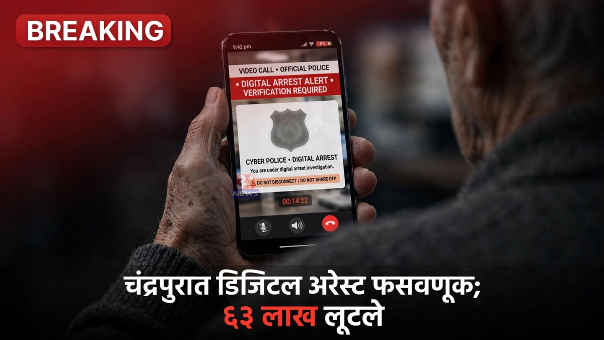 Chandrapur Digital Arrest Scam प्रकरणी चंद्रपूर सायबर पोलीस ठाण्यात तक्रार नोंदवताना पीडित