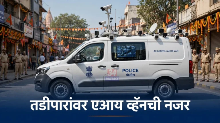 Chandrapur Police Ganeshotsav बंदोबस्तासाठी तैनात असलेली एआय सर्व्हेलन्स सीसीटीव्ही व्हॅन