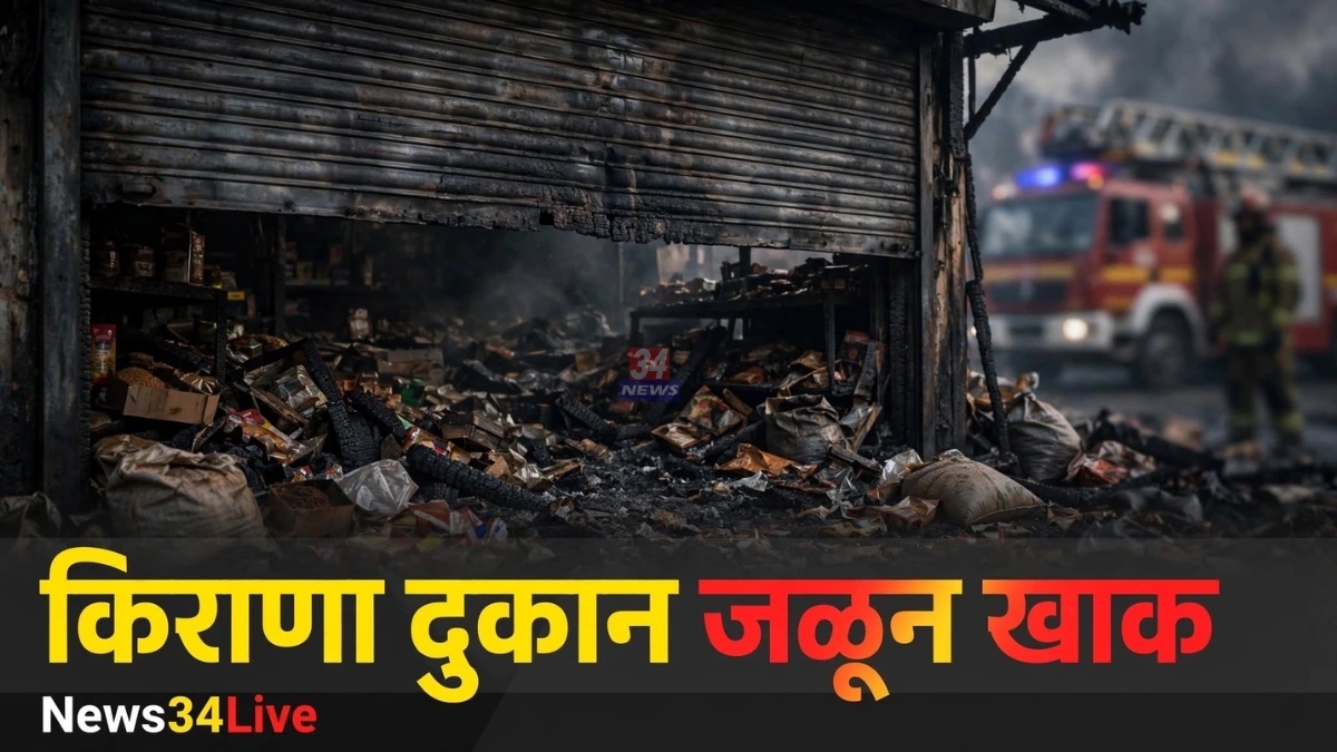 गोंडपिपरी येथील जळालेले किराणा दुकान (Gondpipri Shop Fire)
