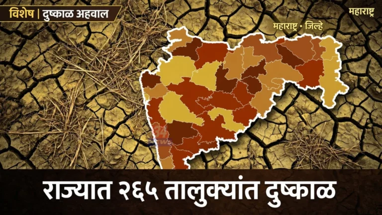 महाराष्ट्रातील दुष्काळग्रस्त जिल्ह्यांचा नकाशा दर्शवणारे Maharashtra Drought Declaration इन्फोग्राफिक