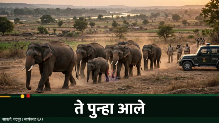 Savli Elephant Herd सावली तालुक्यातील शिवारात संचार करताना