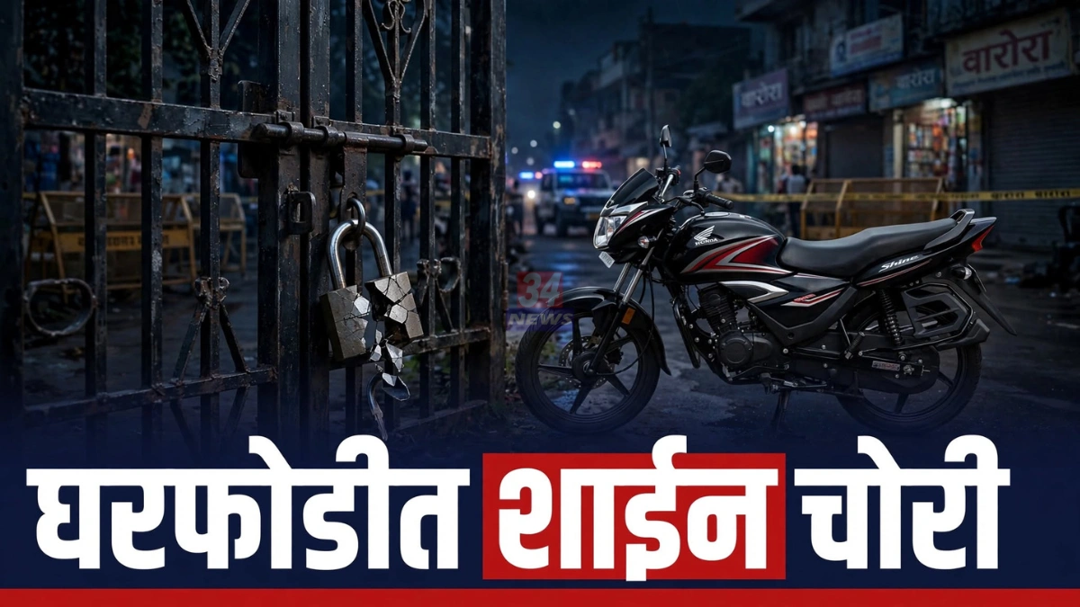 Warora Bike Theft प्रकरणातील अशोक वाटिका परिसरातील शाईन दुचाकी चोरीचे प्रतिनिधिक दृश्य