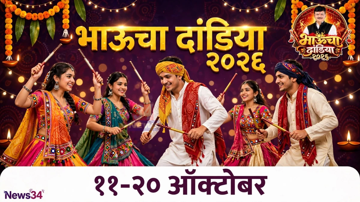 चंद्रपुरात भाऊचा दांडिया २०२६ उत्सवाचे पोस्टर