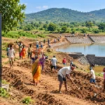 चंद्रपूर दुष्काळ उपाययोजना अंतर्गत सुरू असलेले जलसंधारणाचे काम