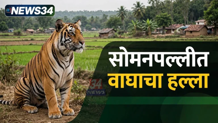 गोंडपिपरीतील सोमनपल्ली शेतशिवारात वाघाचा हल्ला झाल्यानंतरचे प्रातिनिधिक दृश्य