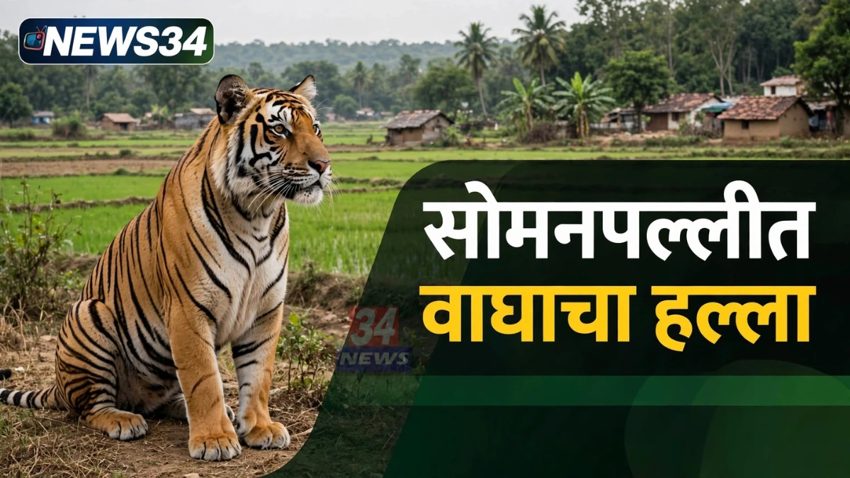 गोंडपिपरीतील सोमनपल्ली शेतशिवारात वाघाचा हल्ला झाल्यानंतरचे प्रातिनिधिक दृश्य