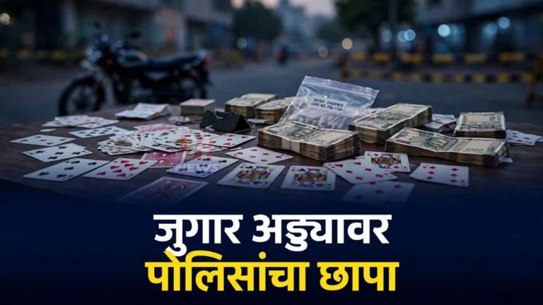 जामणी जुगार अड्डा कारवाईत शेगाव पोलिसांनी जप्त केलेले ताशपत्ते, रोख रक्कम आणि दुचाकी