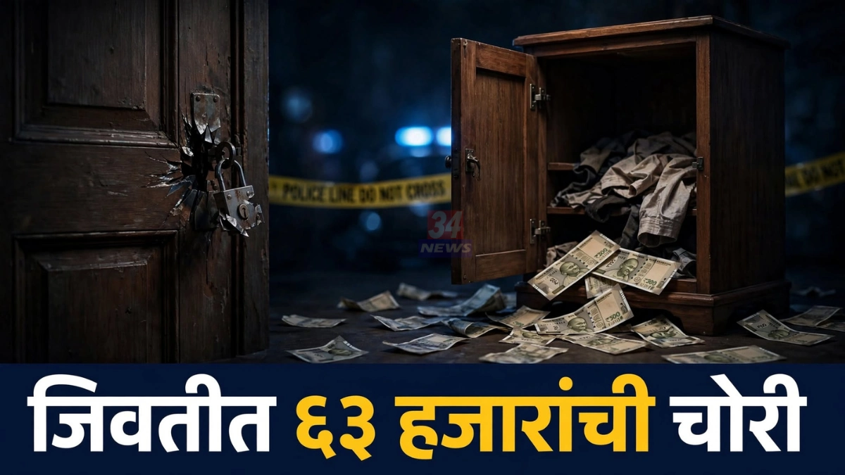 जिवती घरफोडी प्रकरणातील बंद घर आणि चोरीची रोकड दर्शवणारे प्रातिनिधिक दृश्य
