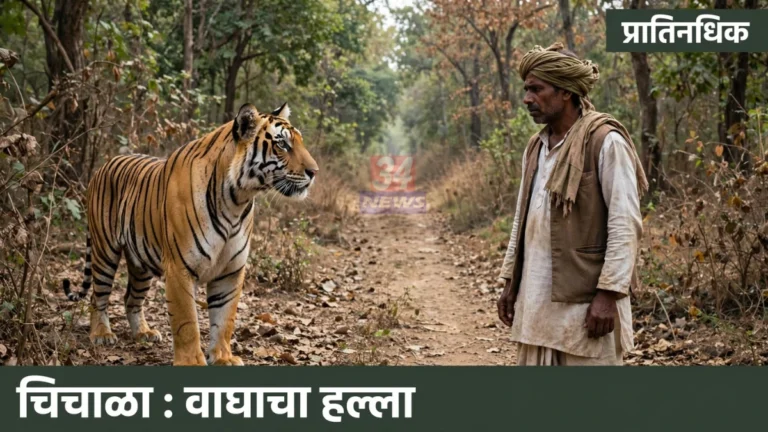 मूल वाघाचा हल्ला झालेल्या चिचाळा परिसरातील जंगलाचे दृश्य