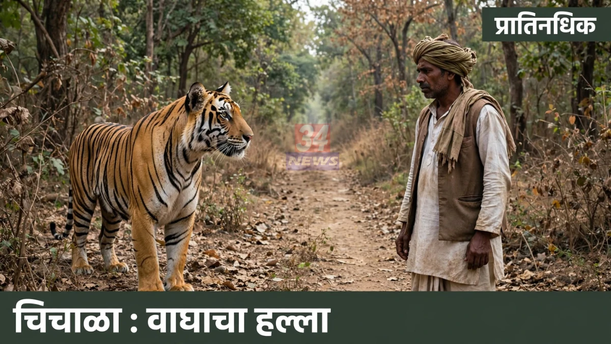 मूल वाघाचा हल्ला झालेल्या चिचाळा परिसरातील जंगलाचे दृश्य