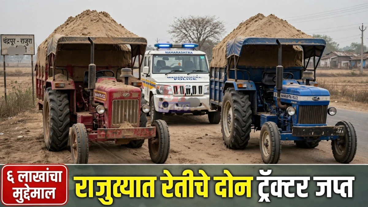 राजुरा रेती वाहतूक: पोलिसांनी जप्त केलेला रेतीचा ट्रॅक्टर