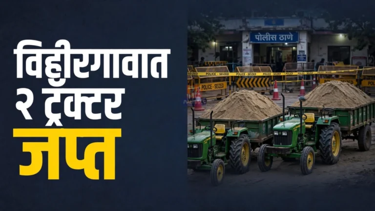 विरूर अवैध रेती वाहतूक प्रकरणात पोलिसांनी जप्त केलेल्या ट्रॅक्टर-ट्रॉलीचे प्रातिनिधिक छायाचित्र