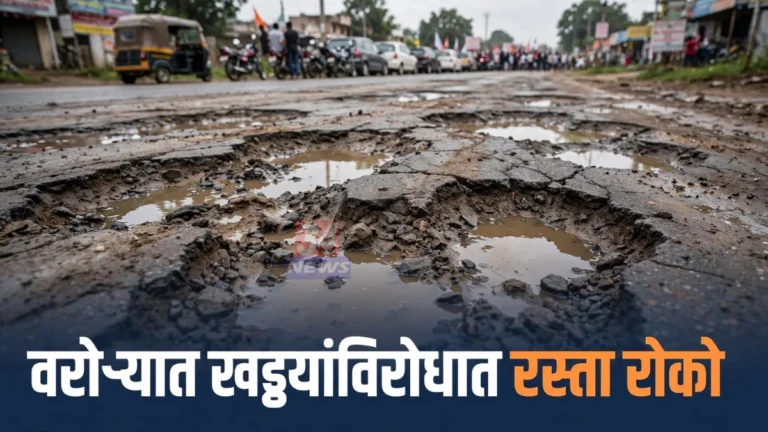 वरोरा रस्ता रोको आंदोलनामुळे वणी-वरोरा बायपासवर थांबलेली वाहने