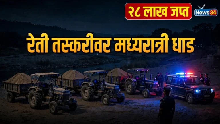 वरोरा रेती तस्करी प्रकरणी पोलिसांनी जप्त केलेले ट्रॅक्टर